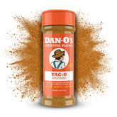 Dan-O's Tac-O Seasoning bottle pour shows bold versatile flavor for tacos and more