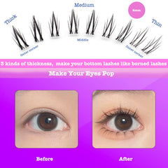 DAODER bottom lash clusters with clear band for a nearly invisible finish