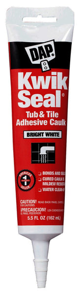 DAP Kwik Seal White tube applying a waterproof seal around tub edges for a clean finish