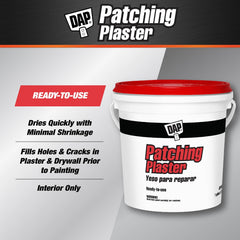 DAP Patching Plaster dries quickly with minimal shrinkage for interior walls.