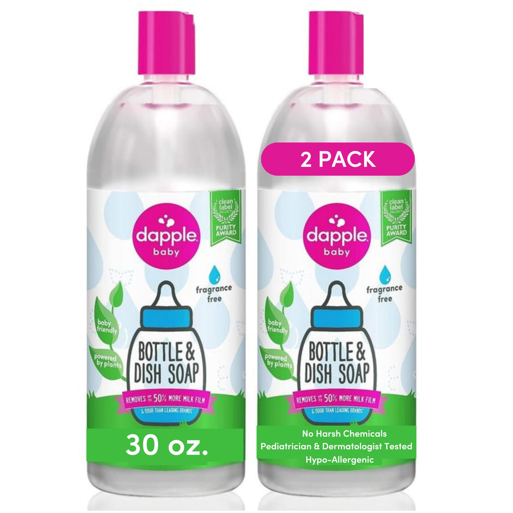 Dapple Baby Bottle Soap bottle front, fragrance-free formula ideal for gentle cleaning.