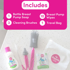 Dapple cleaning brushes for breast pump and baby bottles