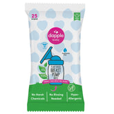 Dapple breast pump wipes in a resealable pouch for on-the-go cleaning.