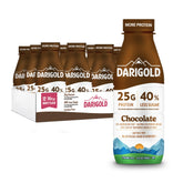 Darigold FIT chocolate milk bottle front shows high protein and bold flavor.