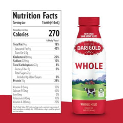 Darigold whole milk nutrition panel highlighting vitamins and minerals for daily support