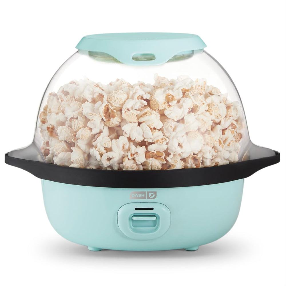 Dash SmartStore stirring popcorn maker with butter tray for melted butter and flavor