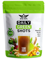 DAUSON Super Greens daily shot bottle ready for a quick wellness boost.