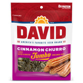 DAVID Cinnamon Churro Sunflower Seeds front pack, bold flavor for craving-crushing snacking