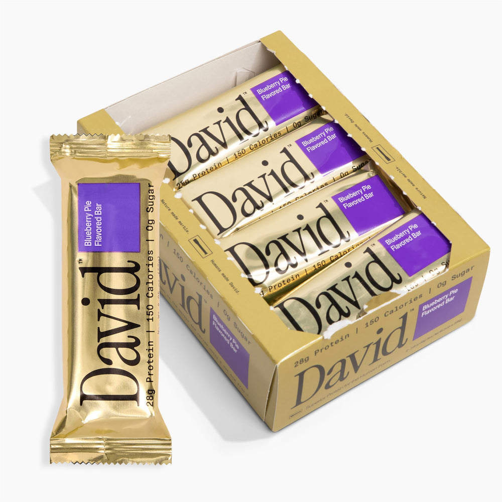 David high protein bars blueberry pie on-the-go fuel with 28g protein per bar