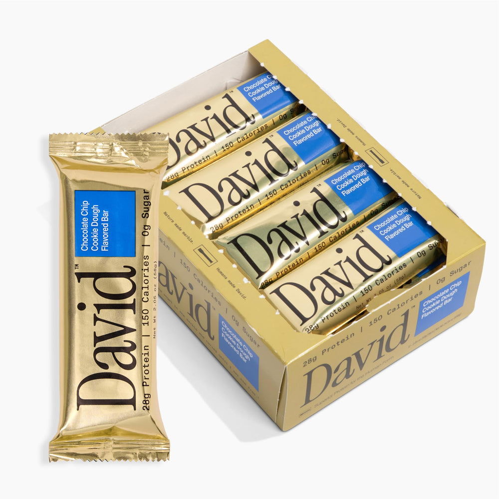 David High Protein Bars wrapped chocolate chip cookie dough for a convenient snack