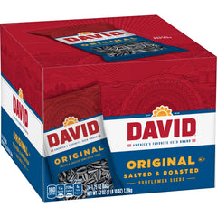 DAVID Sunflower Seeds Original serving pouch, protein-rich crunch for athletes between plays.