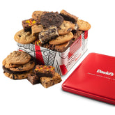 DAVID'S COOKIES gift tin with assorted cookies and brownies, perfect for sharing.