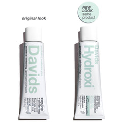 Close-up of Davids Hydroxi nano hydroxyapatite paste texture for gentle whitening