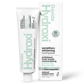 Davids Hydroxi toothpaste packaging highlights vegan, fluoride-free formula for gentle remineralization.