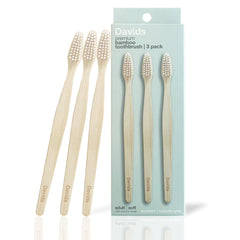 Davids premium bamboo toothbrush with a soft bristle 3-pack for sustainable daily brushing.