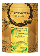 Davidson's Organics Chamomile Flowers loose-leaf 16oz bag with buttery-sweet aroma.