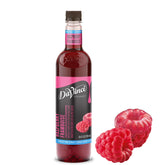 DaVinci Gourmet Sugar-Free Raspberry Syrup bottle showing zero calories and bright flavor