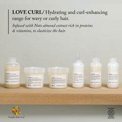 Davines Love Curl Shampoo almond extract ingredient highlighted for hydrating curls.