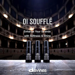 Davines OI Soufflé mousse texture emphasizes shine without weighing hair down.
