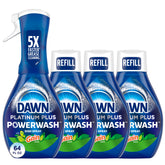 Dawn Powerwash Gain bottle pour shows quick grease removal for a fast kitchen prep.