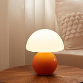 Dawnwake mushroom-lampshade provides warm, cozy glow for bedrooms.