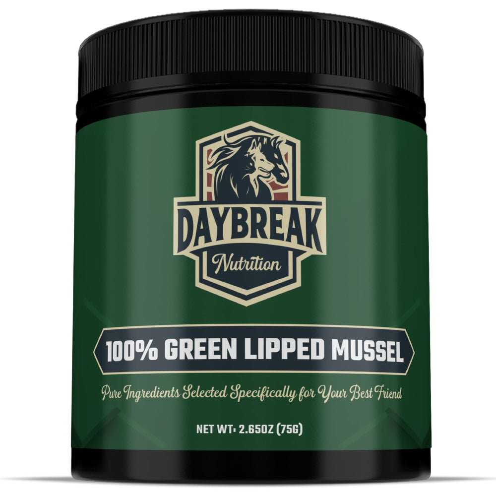 Daybreak Green Lipped Mussel Powder bottle for pet joint support.