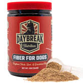 Daybreak Nutrition Fiber for Dogs bottle pour showing easy daily administration.