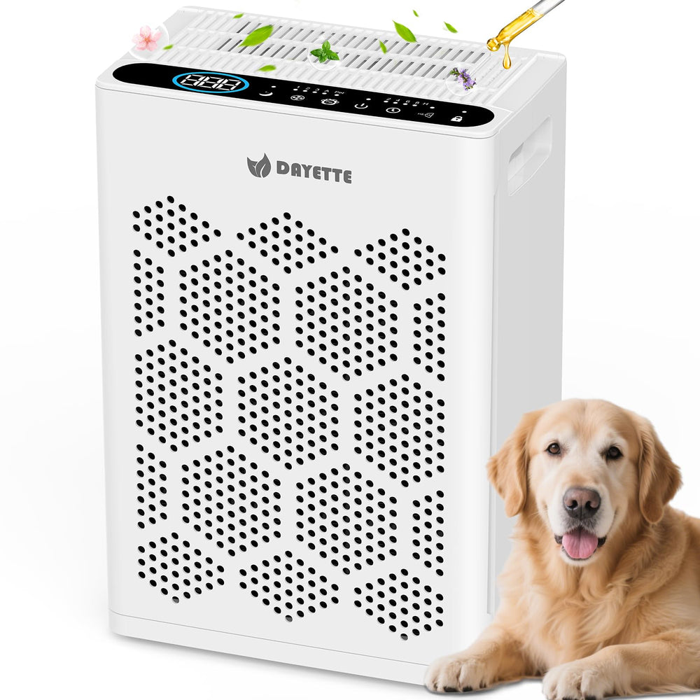 DAYETTE air purifier front view for large room coverage up to 2400 ft²