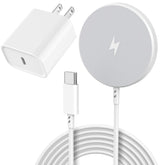 Dazana magnetic wireless charger attaches to iPhone with MagSafe for secure, quick charging.