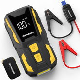 DBPOWER 5000A jump starter front view with compact design and cables for quick starts