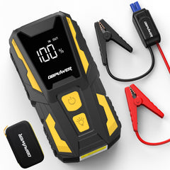 DBPOWER 5000A jump starter front view with compact design and cables for quick starts