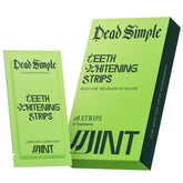Dead Simple teeth whitening strips inside box showing 14-treatment course for brighter smile.