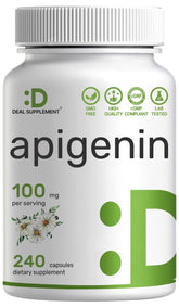 DEAL SUPPLEMENT Apigenin bottle highlights premium chamomile extract for restful evenings