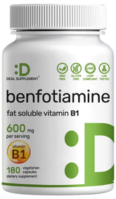 DEAL SUPPLEMENT Benfotiamine bottle with capsules for convenient daily intake.