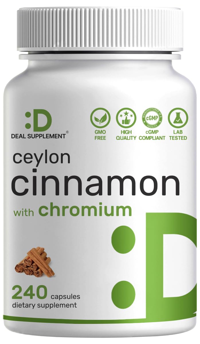 Deal Supplement Ceylon Cinnamon bottle for a convenient daily capsule ritual.