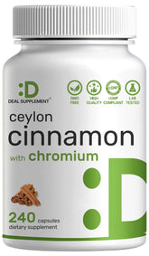 Deal Supplement Ceylon Cinnamon bottle for a convenient daily capsule ritual.