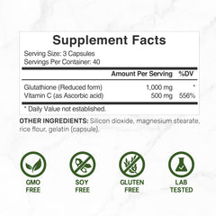 Deal Supplement Glutathione with vitamin C 500mg boosts antioxidant potential
