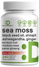 Deal Supplement Irish Sea Moss bottle with 240 vegan capsules for daily support.