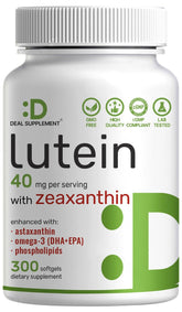 DEAL SUPPLEMENT lutein zeaxanthin bottle with 300 softgels for eye health.