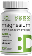 DEAL SUPPLEMENT Magnesium Glycinate 400mg bottle highlighting easy absorption.