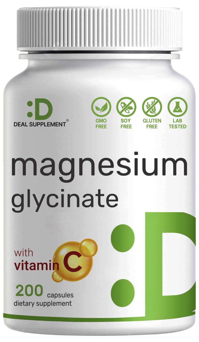 DEAL SUPPLEMENT magnesium glycinate bottle front showing high absorption formula