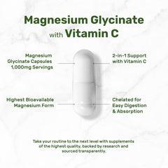 DEAL SUPPLEMENT magnesium glycinate bottle label with vitamin C inclusion
