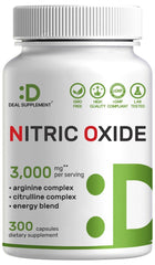 DEAL SUPPLEMENT Nitric Oxide 3,000mg bottle with 300 capsules for daily workout support.