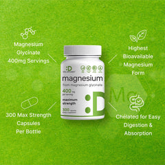Gluten- and dairy-free icons with DEAL SUPPLEMENT magnesium glycinate.
