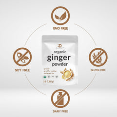 DEAL SUPPLEMENT Organic Ginger Powder ingredients label close-up for transparency.