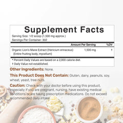 Deal Supplement Lions Mane powder scoop dispensing for easy 1,500 mg servings and consistent dosing.