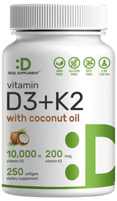 DEAL SUPPLEMENT vitamin d3-k2 softgels bottle for easy daily supplementation
