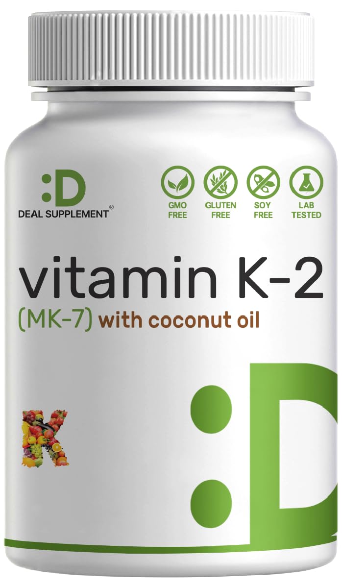 Deal Supplement Vitamin K2 MK-7 softgels in coconut oil base for improved absorption and bone support