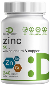 Deal Supplement Zinc 50mg bottle front view for daily immune support