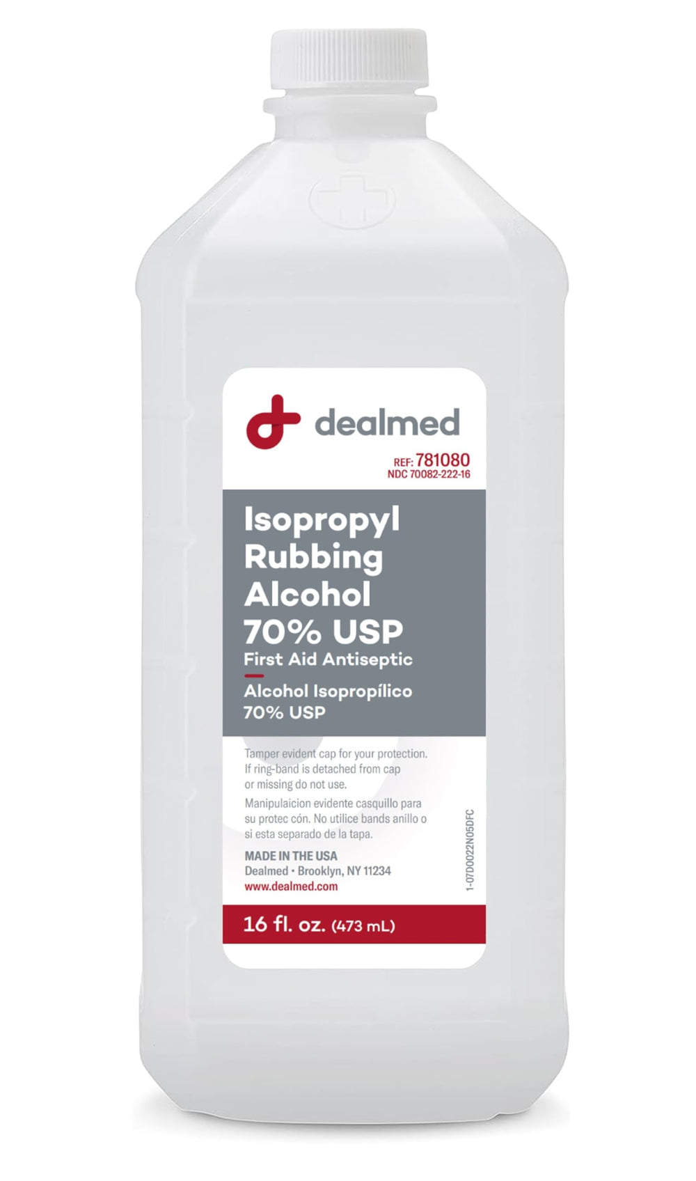Dealmed Isopropyl Alcohol 70% USP bottle front shows ready-to-use antiseptic liquid.